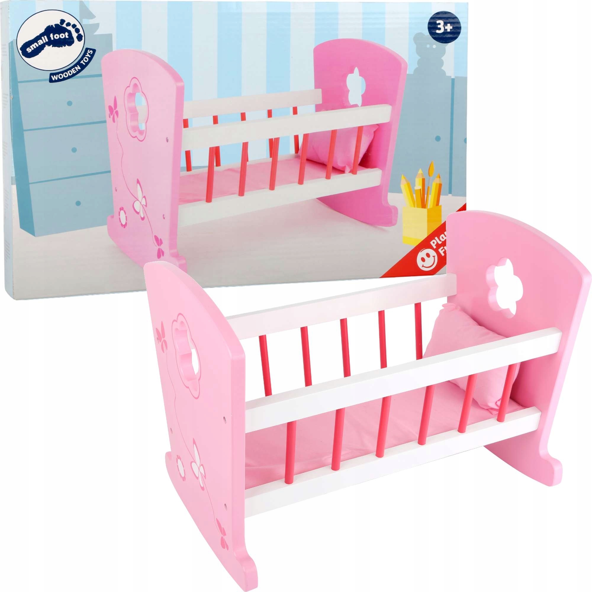 

Łóżeczko Dla Lalek Drewniane Materac Z Poduszką