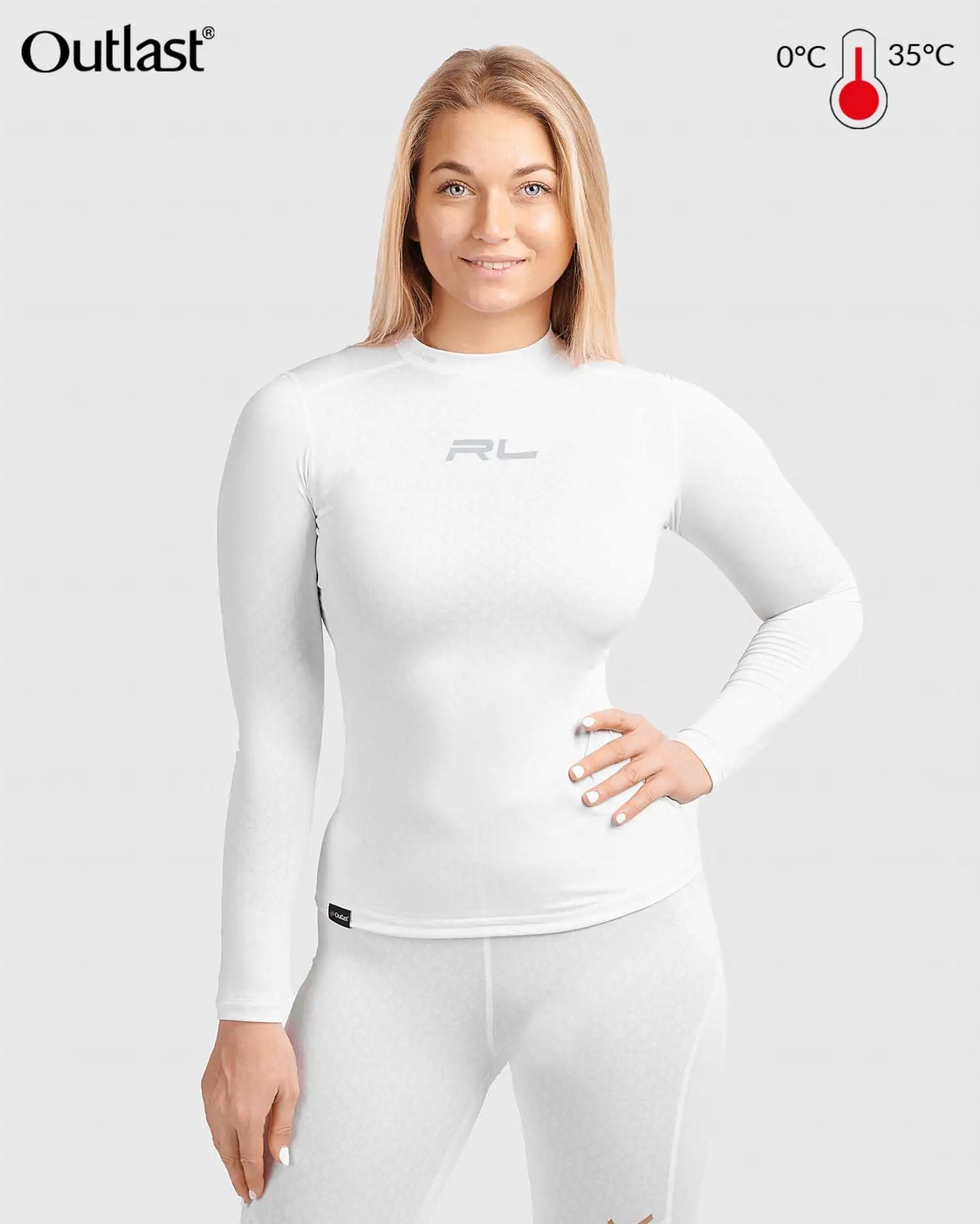 Dámska teplá mikina Outlast s dlhým rukávom Termoaktívne spodné prádlo Biela
