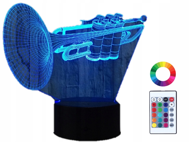 

Lampka Nocna Led 3D Trąbka Instrument Grawer Imię