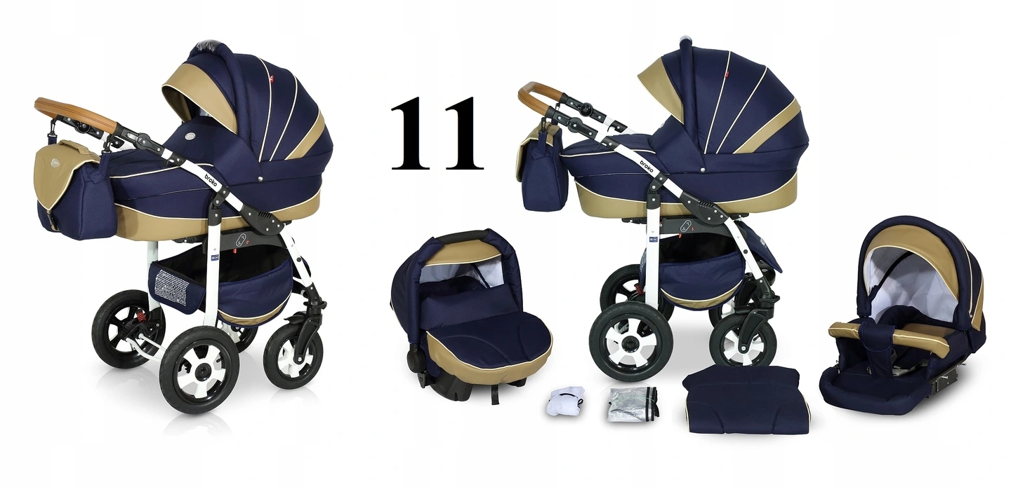 WÓZEK DZIECIĘCY VERDI BROKO 3W1+TORBA + AKCESORIA Stelaż Metalowy