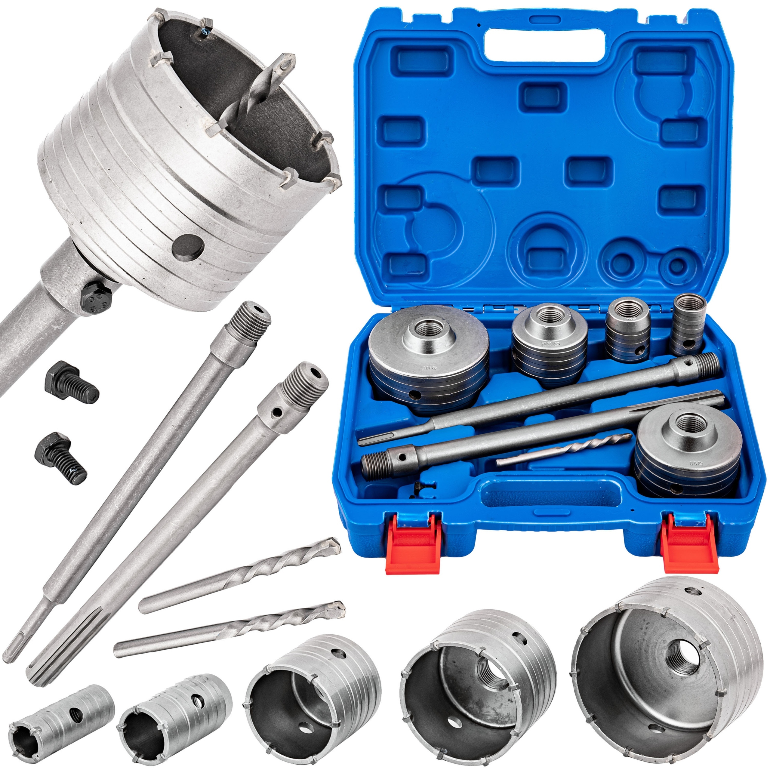 Zestaw Frezów Otwornic Do Betonu Muru Koronka Przedłużki Sds Plus Max 9el