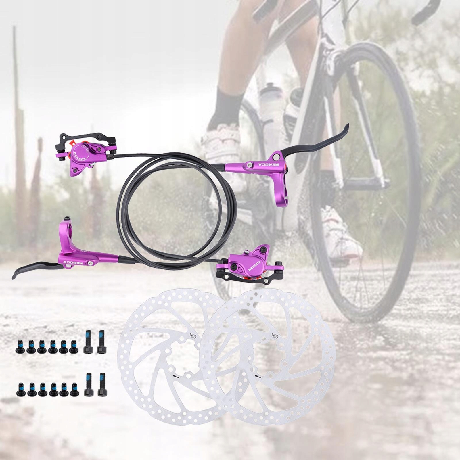 Rowerowy hydrauliczny hamulec tarczowy fioletowy 2 Marka bez marki