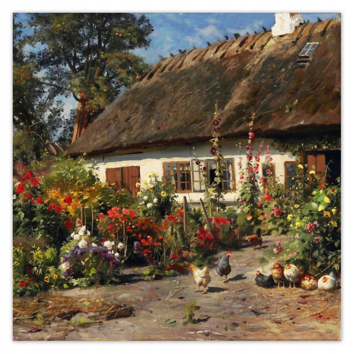 Fototapety 208x208 Vidiecky domček s kvetmi