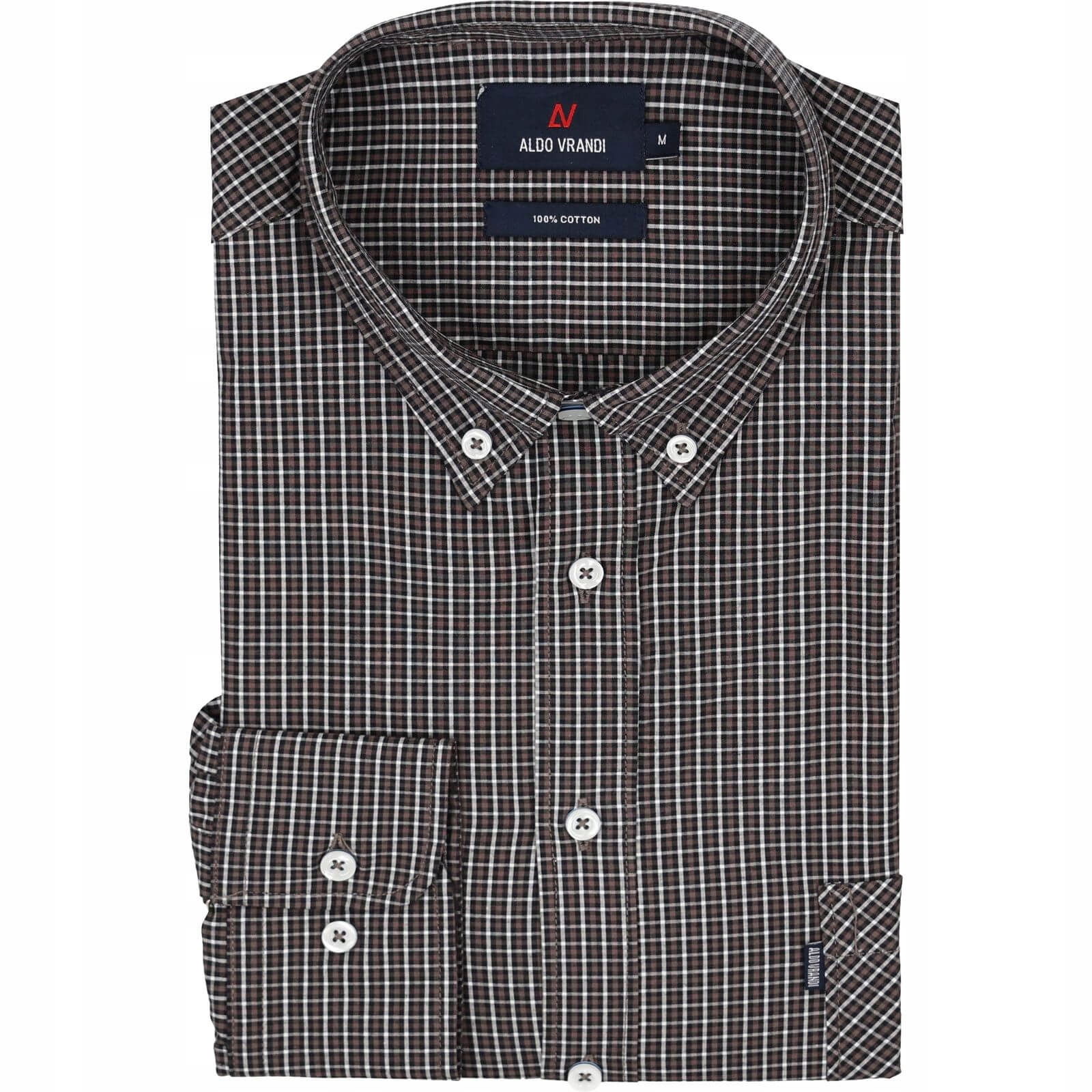Bawełniana Koszula Męska w Kratkę AldoVrandi Regular Fit M_klatka_108