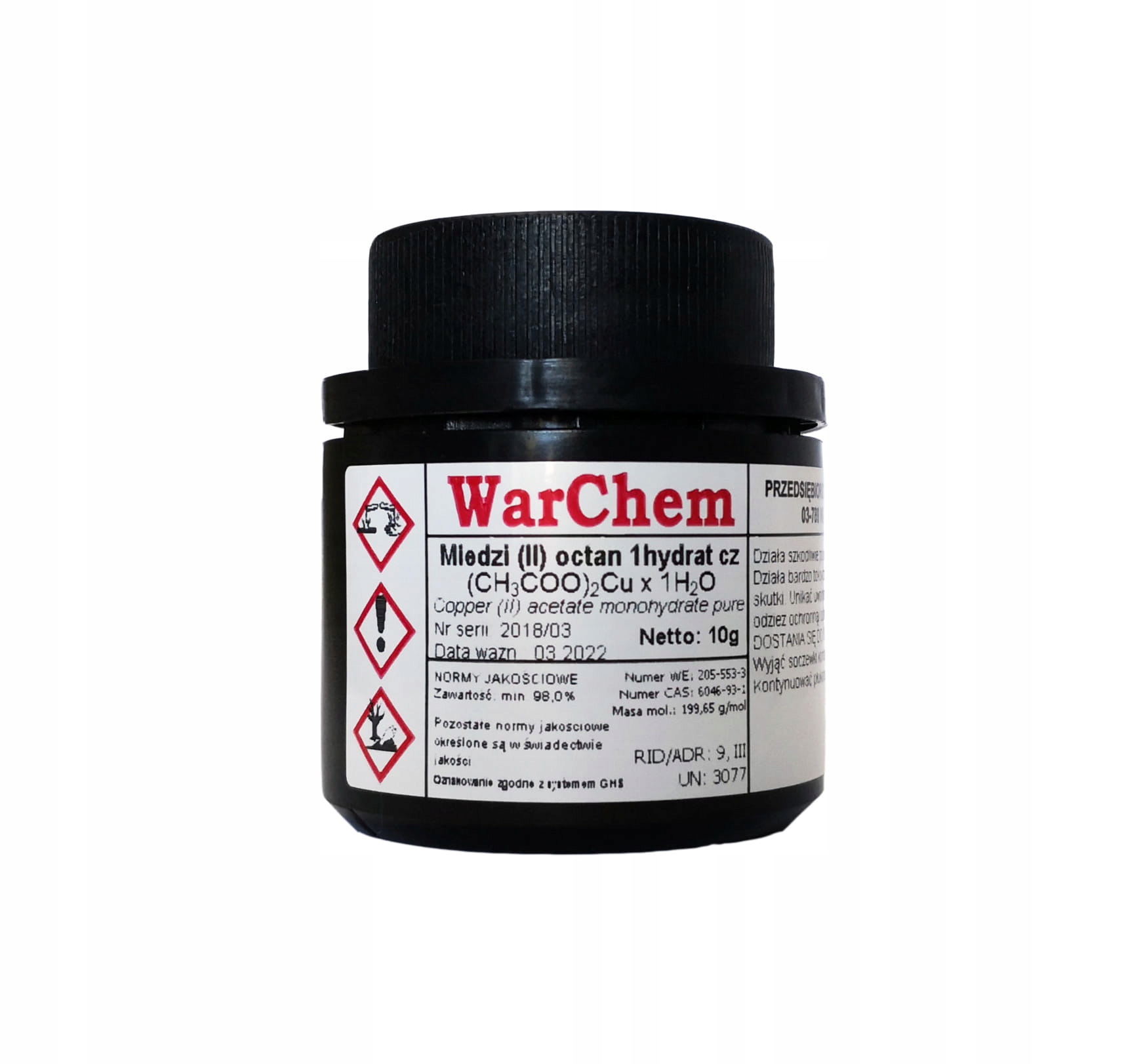 

Octan Miedzi (II) 1hydrat czysty 10g