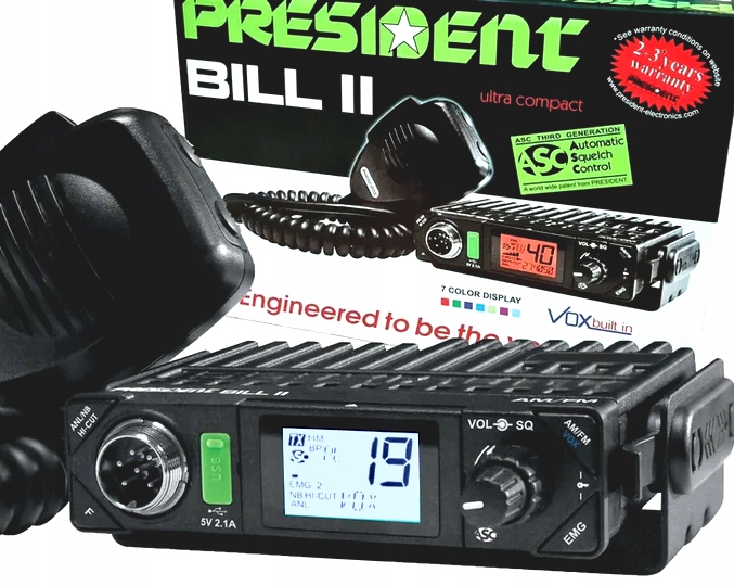 RADIO CB PRESIDENT BILL ASC USB 10cm MULTIKOLOR