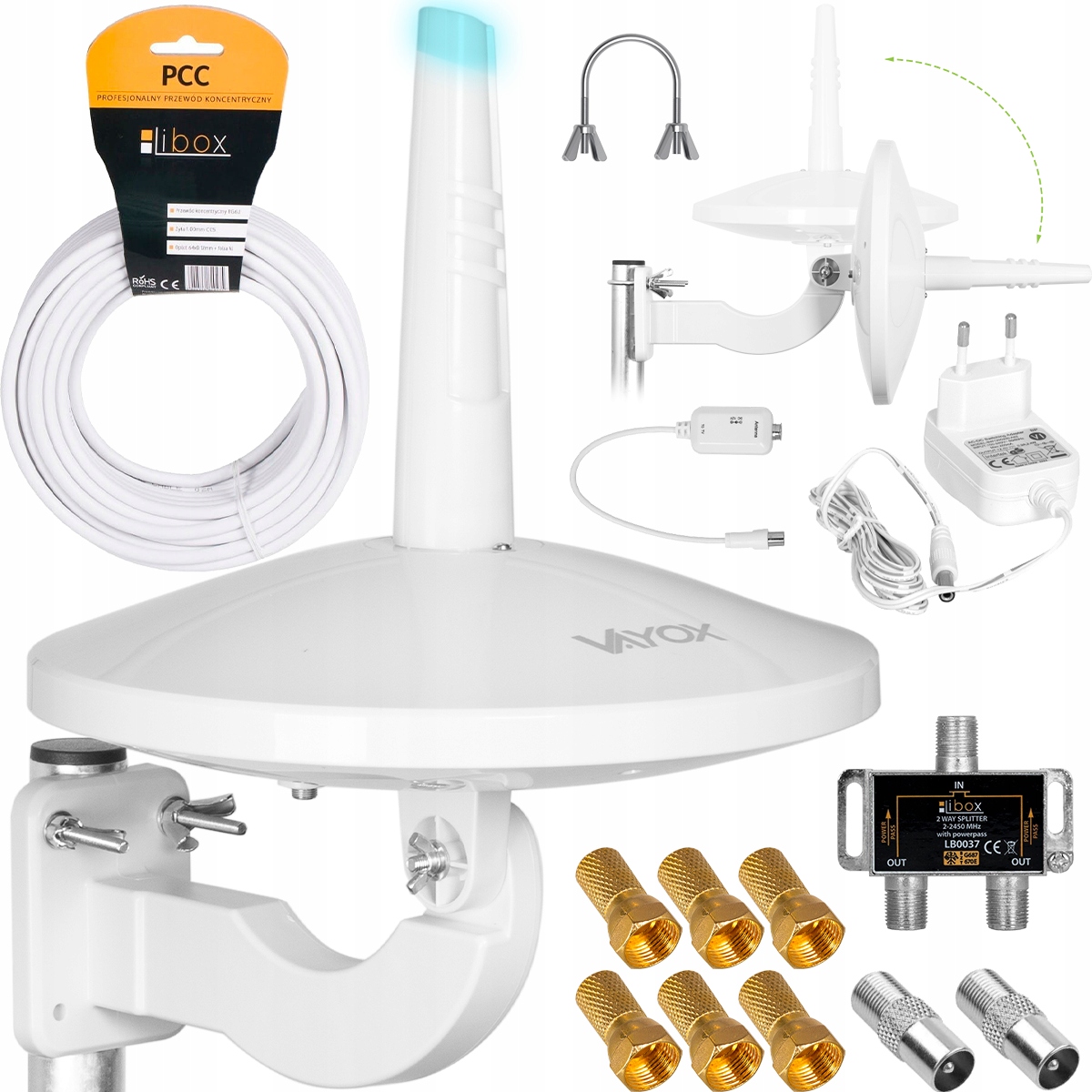 ANTENA DVB-T2 DOOKÓLNA MUX8 LTE COMBO ZESTAW 2TV