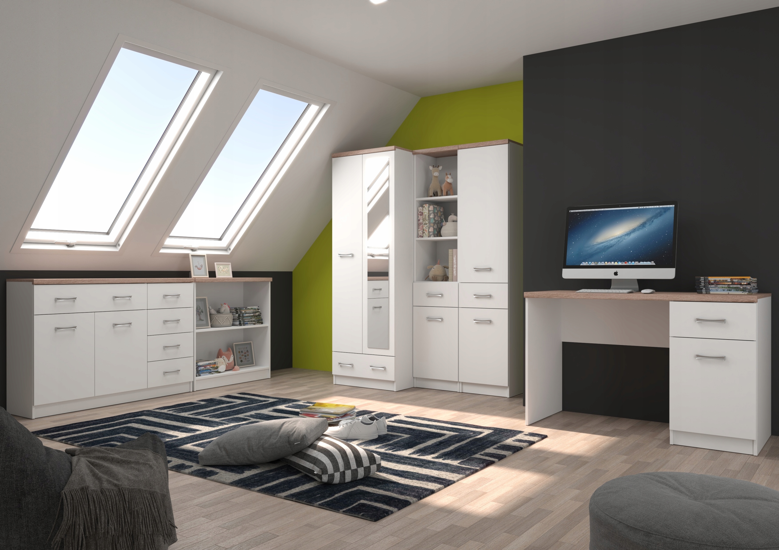 KOMODA SZAFKA SOFIA 2D Z SZUFLADĄ 60 CM BIAŁA DĄB SONOMA MAT MAFMEBLE Kod producenta KOM-SOFIA-MAF-S/B-2D1S6