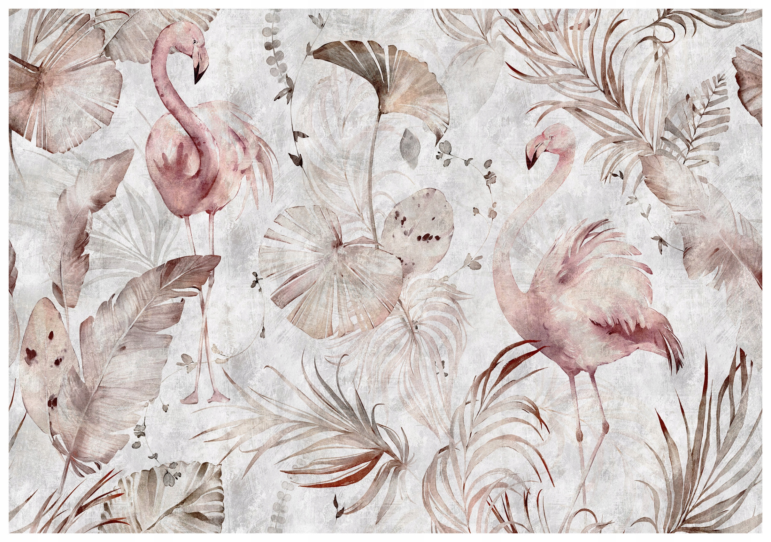 Tapeta Tropické pastelové plameniaky Listy jemná miestnosť368x280 lepidlo