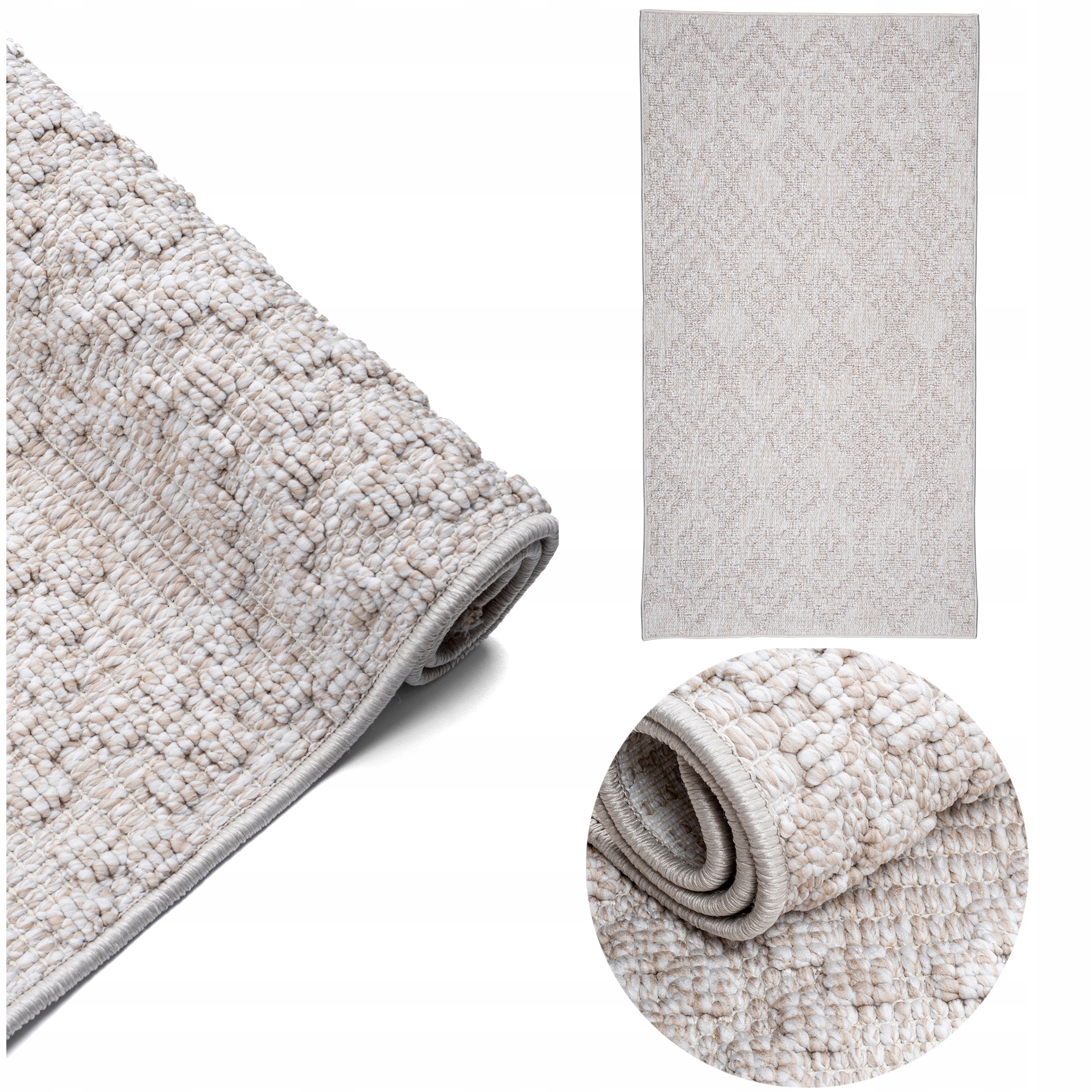 Koberec Behúň Do Spálne Obývačky Béžový 80x150CM Dvojúrovňový Štýlový Boho