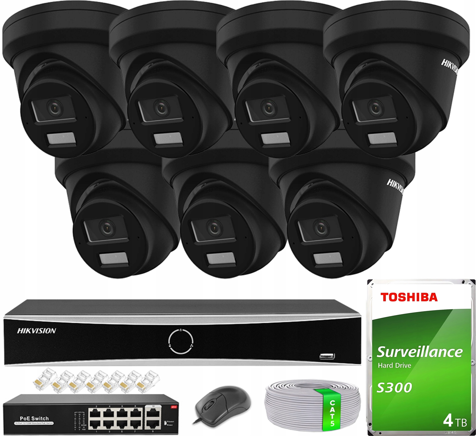 Sada na monitorovanie 7x DS-2CD2343G2-LI2U Black 4TB 4MPx Hikvision Acusense