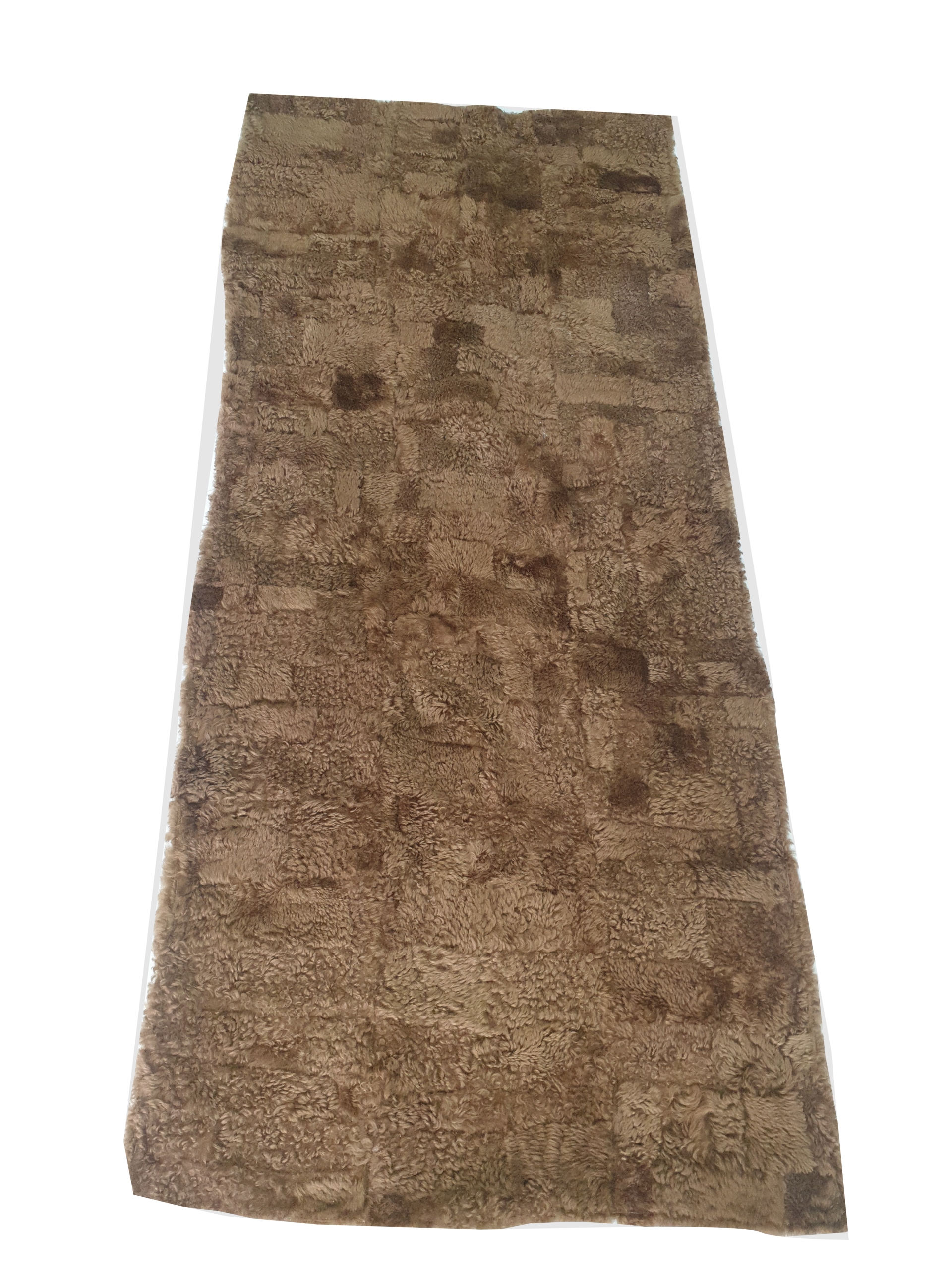 Patchworková prikrývka z ovčej kože, hnedá, na pohovku/posteľ, 220 x 200 cm