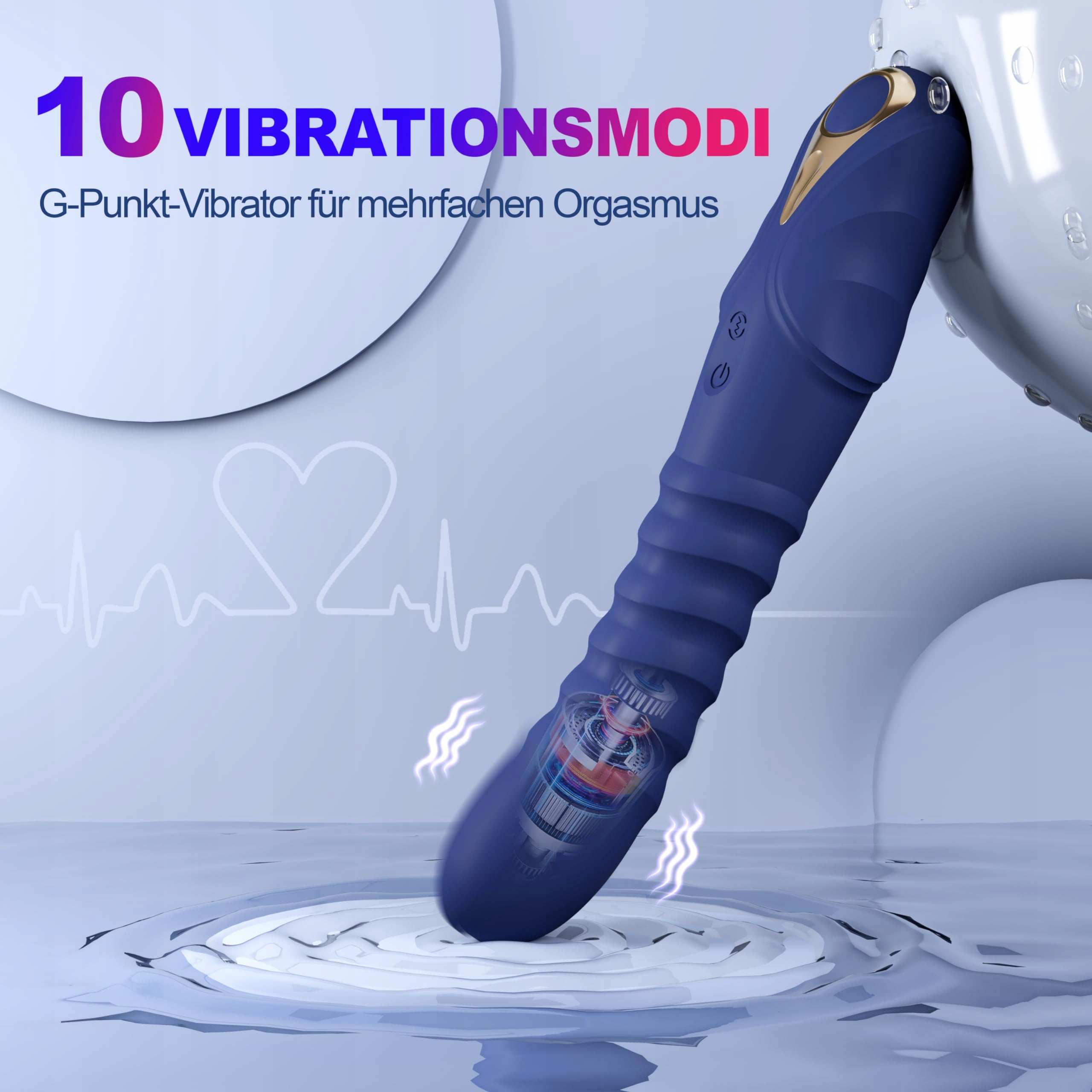 LEISER Wibrator Dla Kobiet 2w1 Dildo 10 Trybów Silikonowy G-Punkt Klitoris — miniatura 4