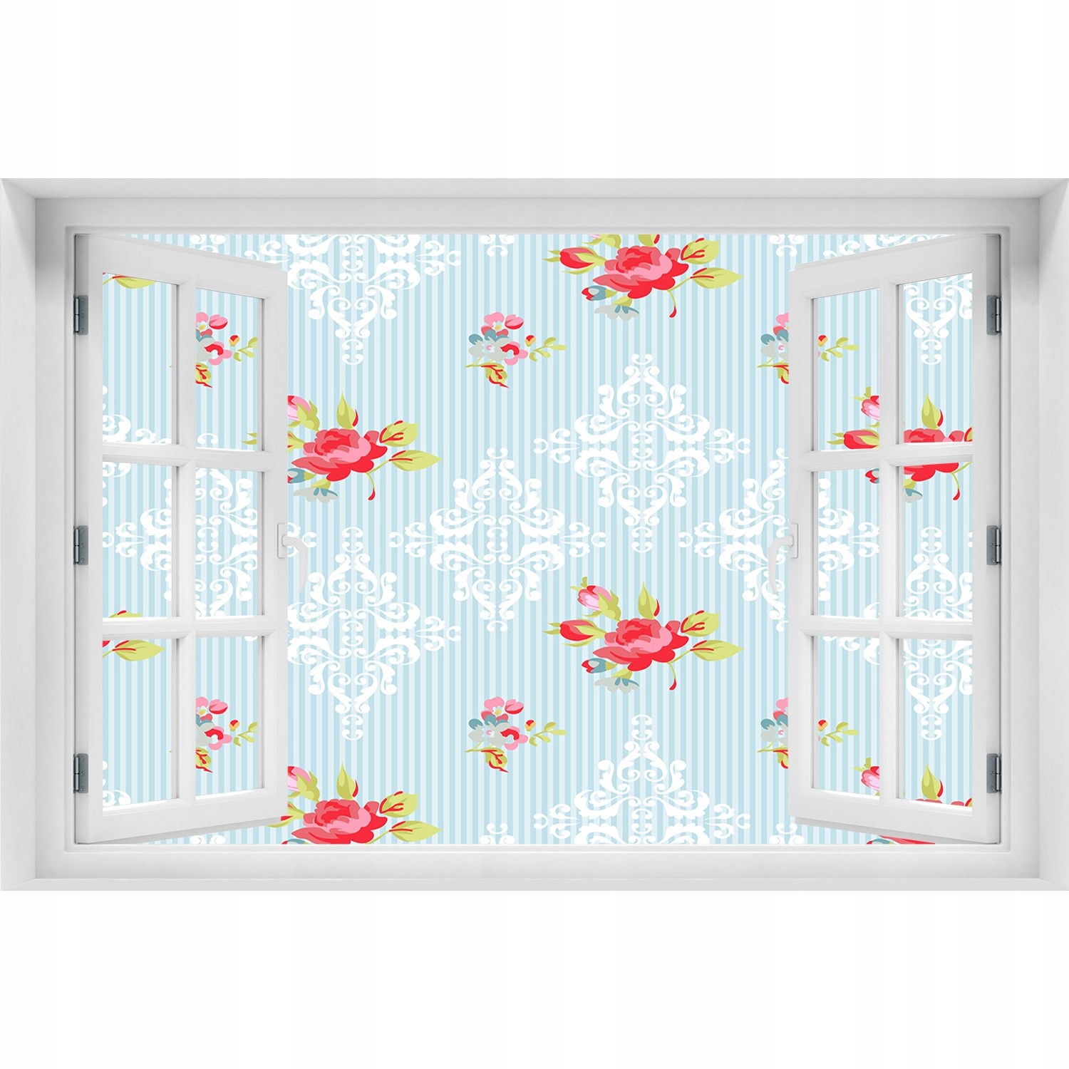 

Naklejka 3D Okno na ścianę Róże i ornamenty