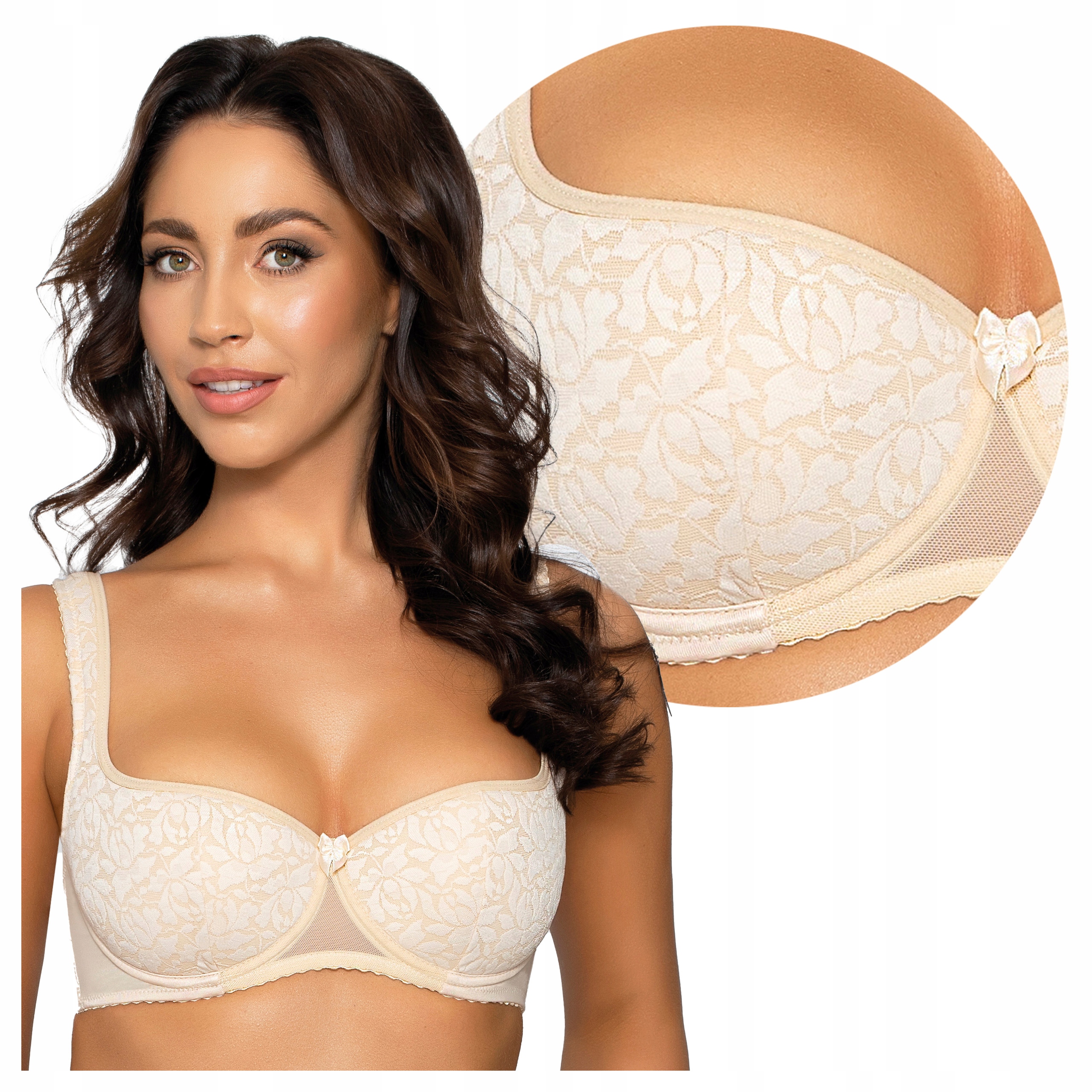 Vyztužená podprsenka Balkonetka Široká ramínka Sylvie Béžová 80D