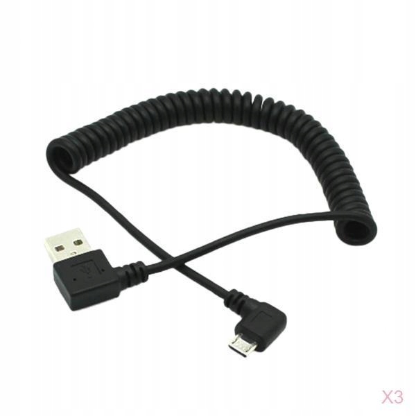 3 szt. Kąt 90° USB 2.0 A męski na mikro