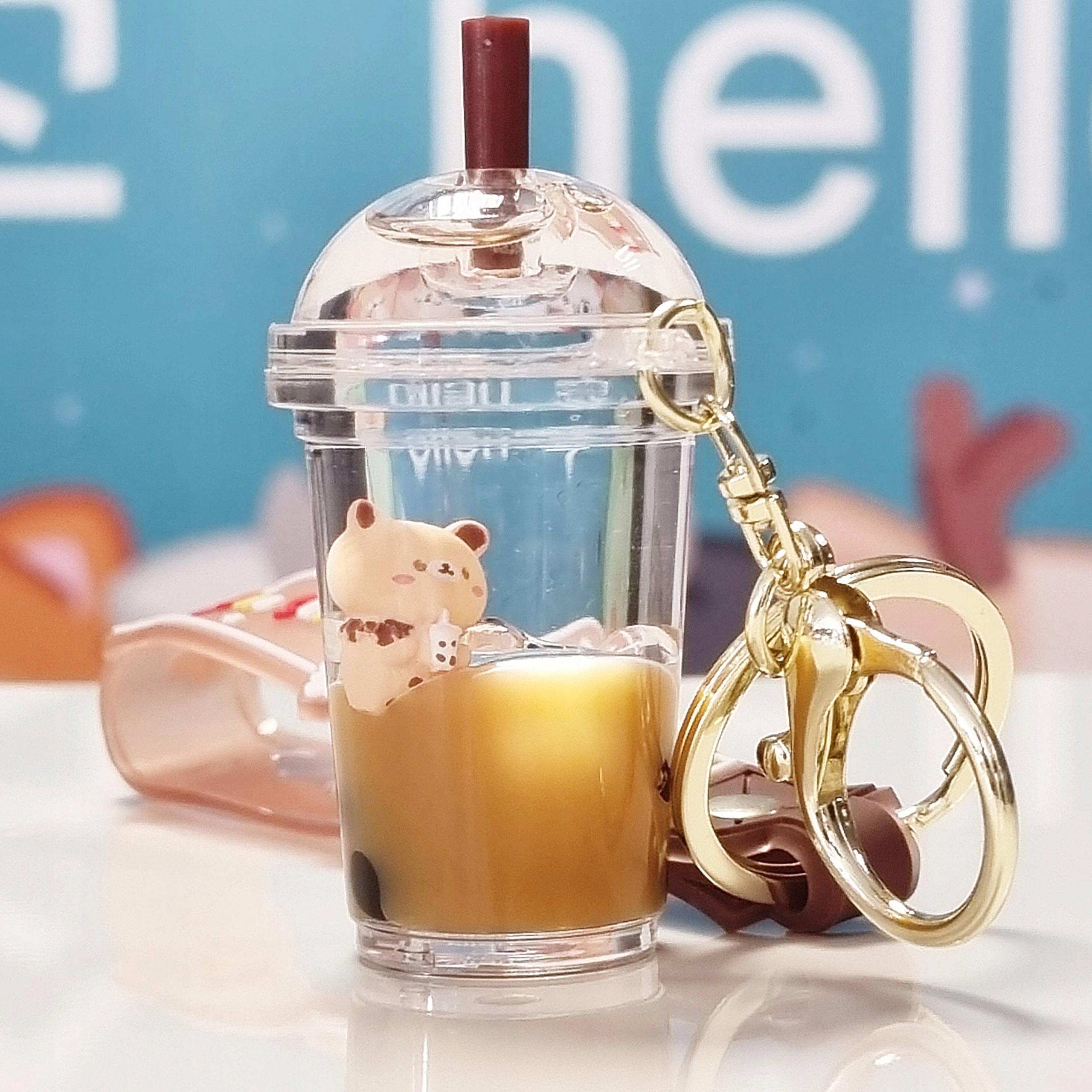 Breloczek brelok z pływającym brokatem i kotkiem Bubble Tea Kubek Shake