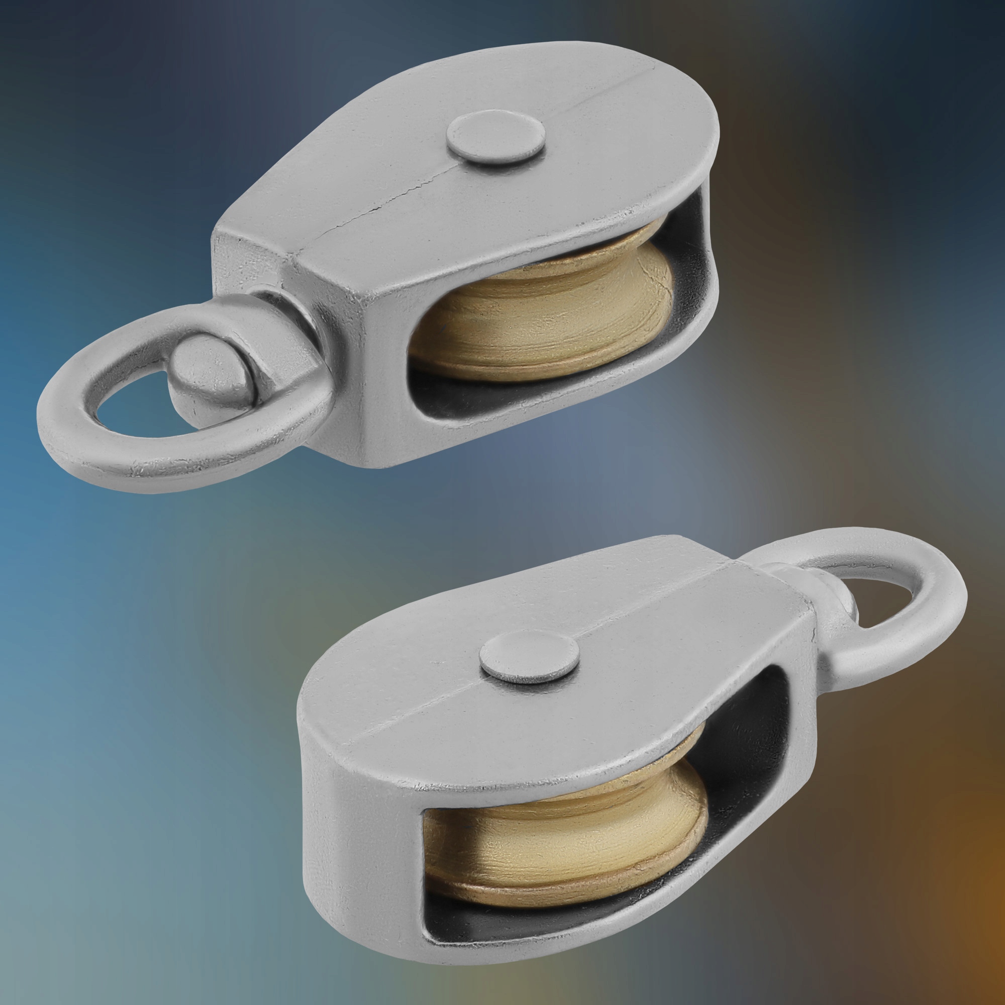 2x BLOCZEK LINOWY POJEDYNCZY 1" NIKLOWANY 6mm BUDOWLANY ŻEGLARSKI OBROTOWY Typ bloczek