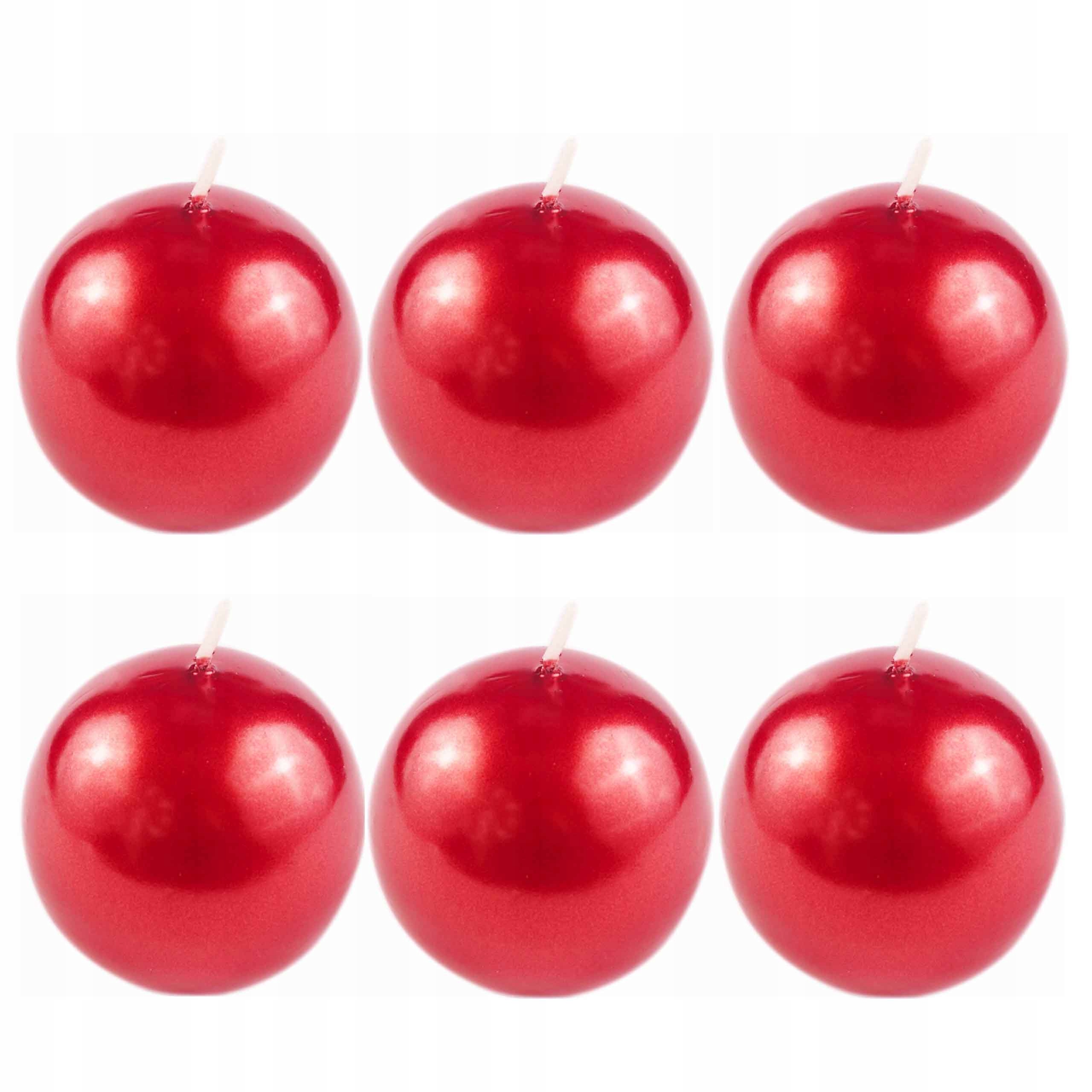 

Świeca kula świeczka Czerwona metalik 8 cm 6szt M