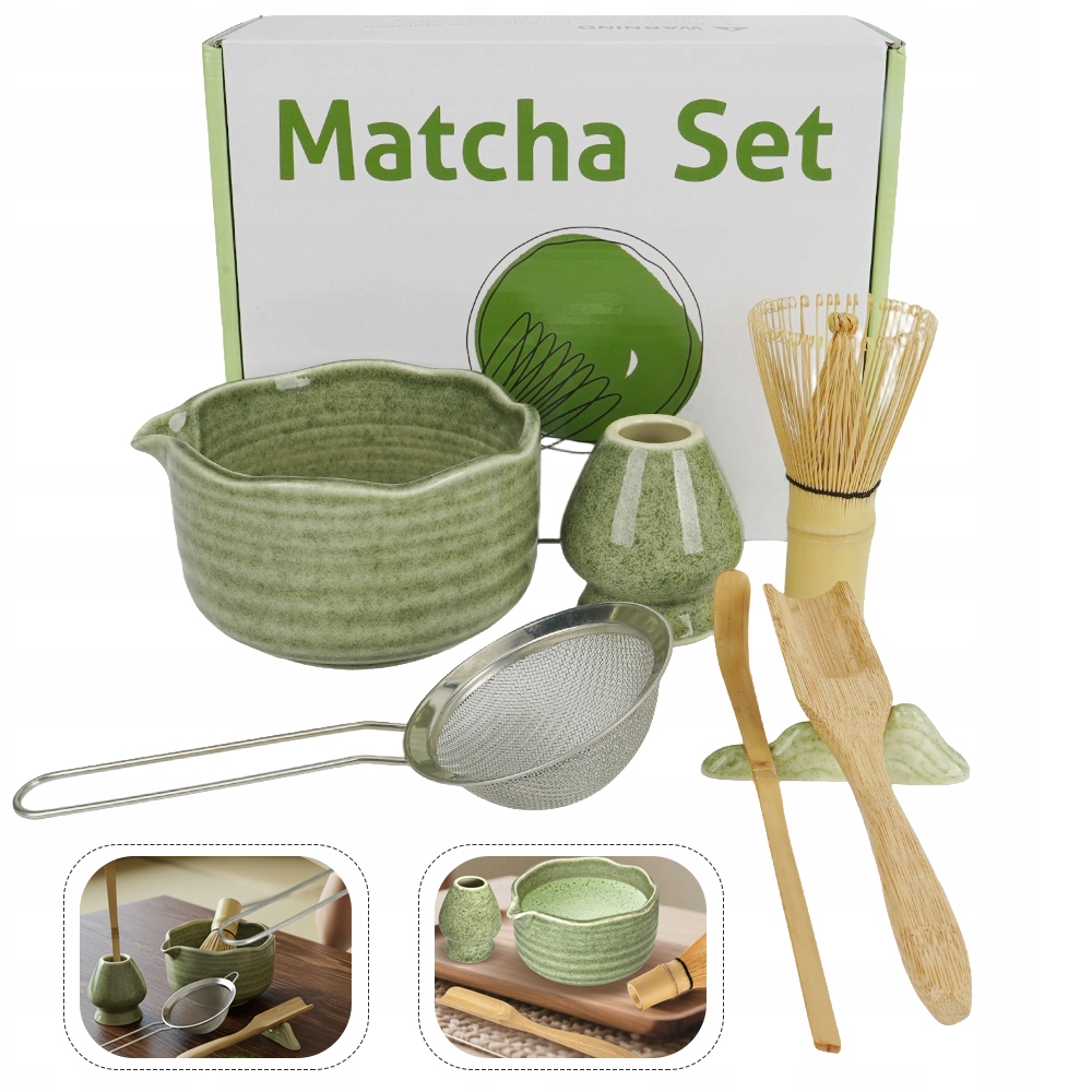 7-CZĘŚCIOWY Zestaw Do Matchy, Zestaw Do Herbaty Matcha, Klasyczny Zielony