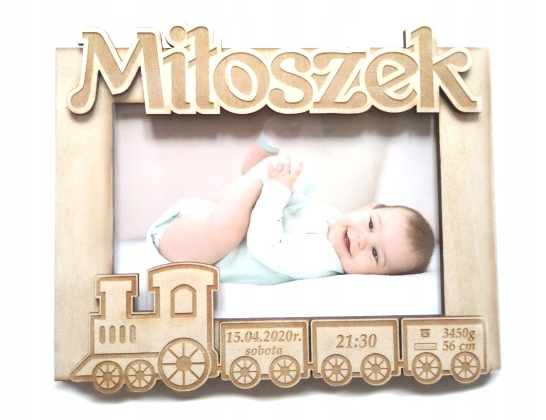Pamiątka chrztu ramka 3D IMIĘ DZIECKA pociąg