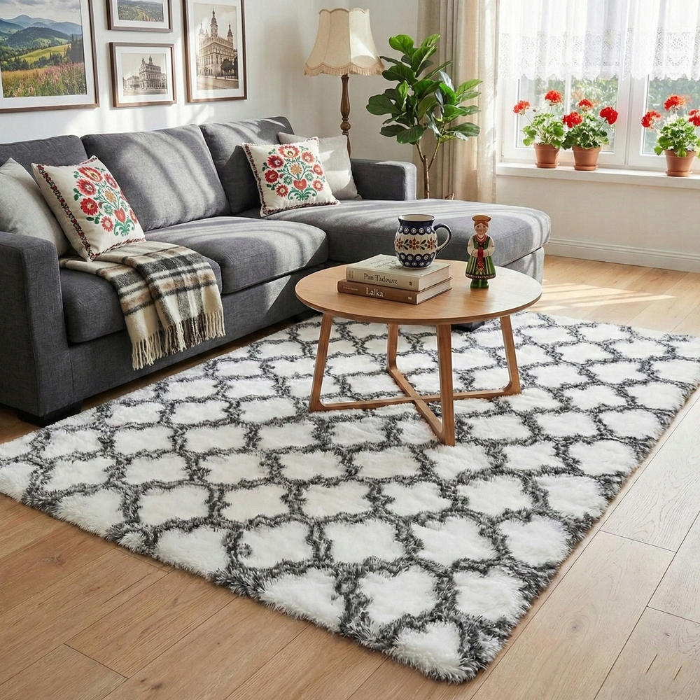 Koberec do obývacího pokoje shaggy Decor protiskluzový měkký nadýchaný módní 120x170 W