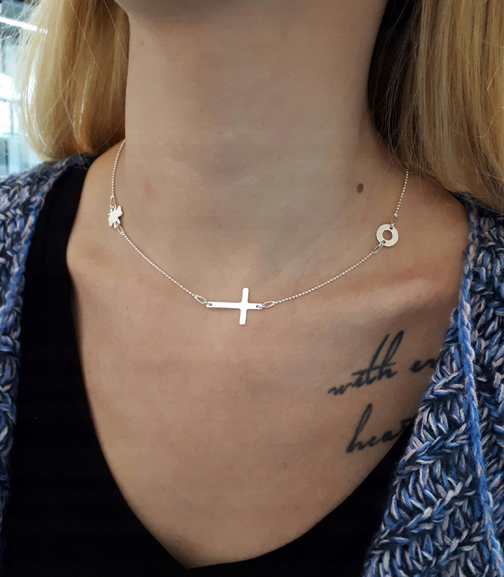 NASZYJNIK CELEBRYTKA 3 ZAWIESZKI krzyż srebro 925 Płeć kobieta