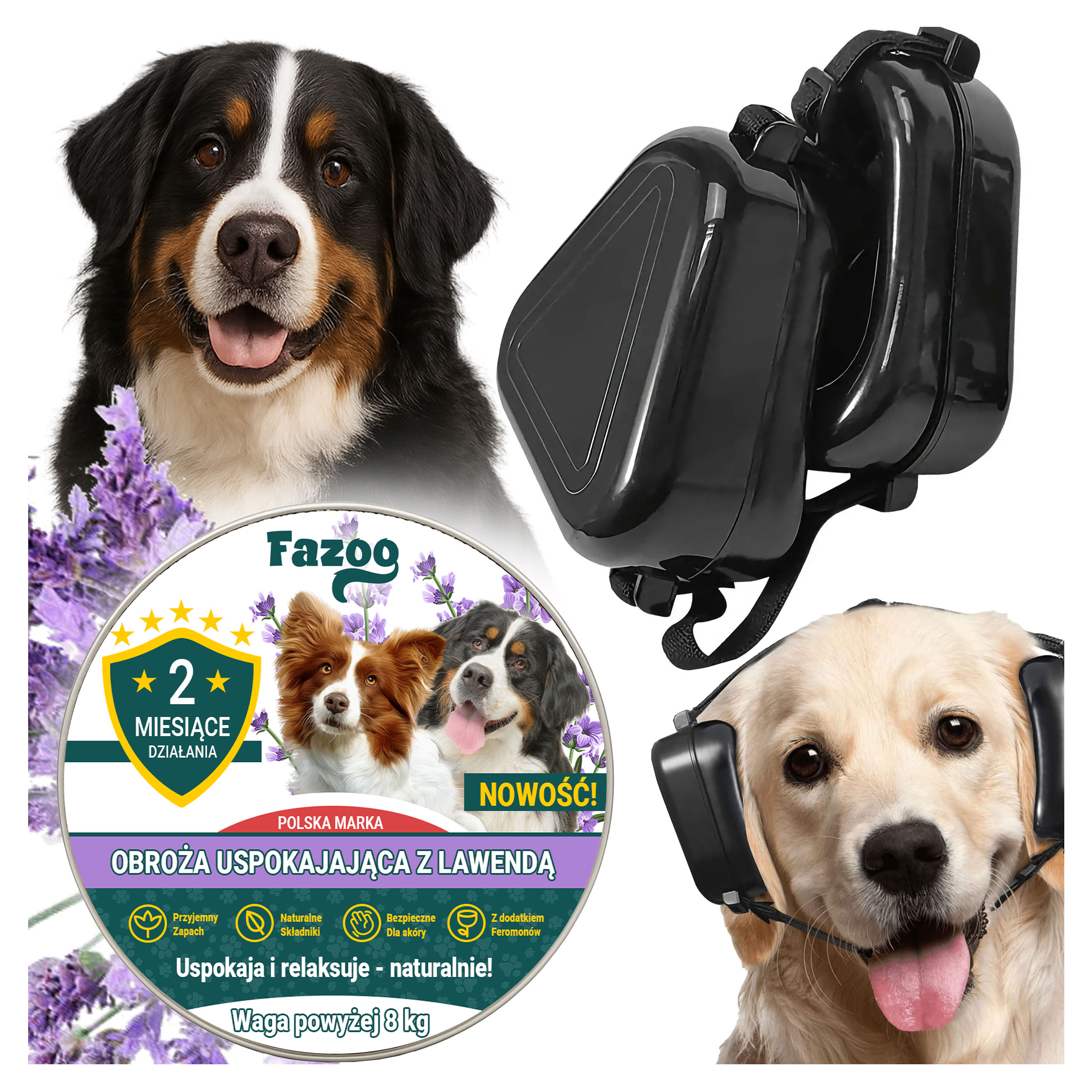 Levně Obojek Pro Velkého Psa Uklidňující Náušníky Sada pro Silvestra Hluk