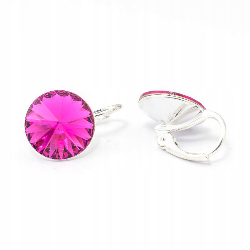 

Srebrne kolczyki z kr. Swarovski Rivoli 12mm Fuch.