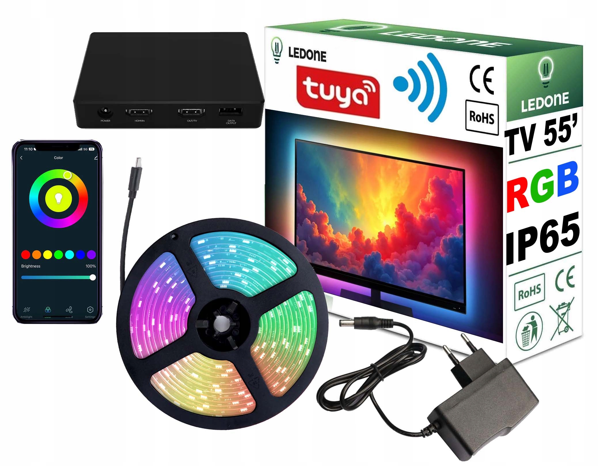 Ambilight Tv 55 4K Hdmi 2.0 Ambiente na Wi-Fi Smart Live Tuya Led Rgb