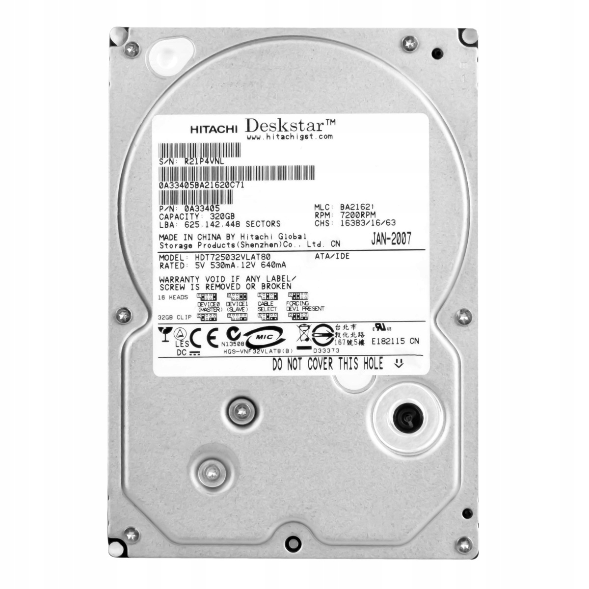 320GB 7.2K 8MB Ata 3.5'' HDT725032VLAT80