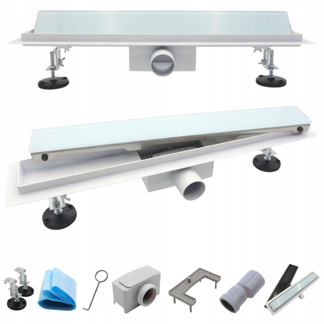 Odtokový Žľab Biely 80 CM Biele Sklo