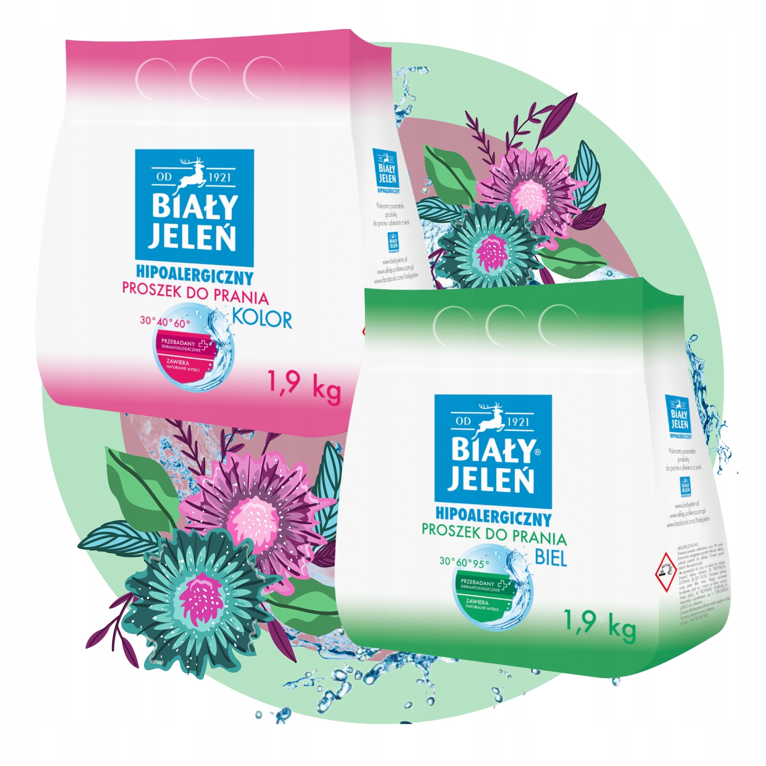 Prášek na praní Biały Jeleń Hypoalergenní 1,9 kg Sada 2 kusů