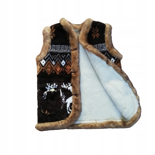 Kamizelka wełniana GRUBA z futerkiem CIEPŁA damska męska BEZRĘKAWNIK r. 46 Marka inna