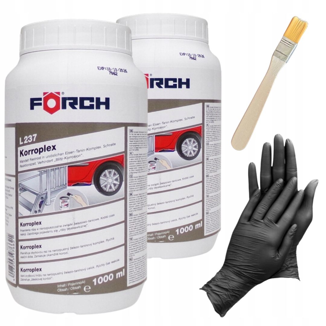 2x Antikorózna farba Forch L237 Korroplex štetec rukavice Sada