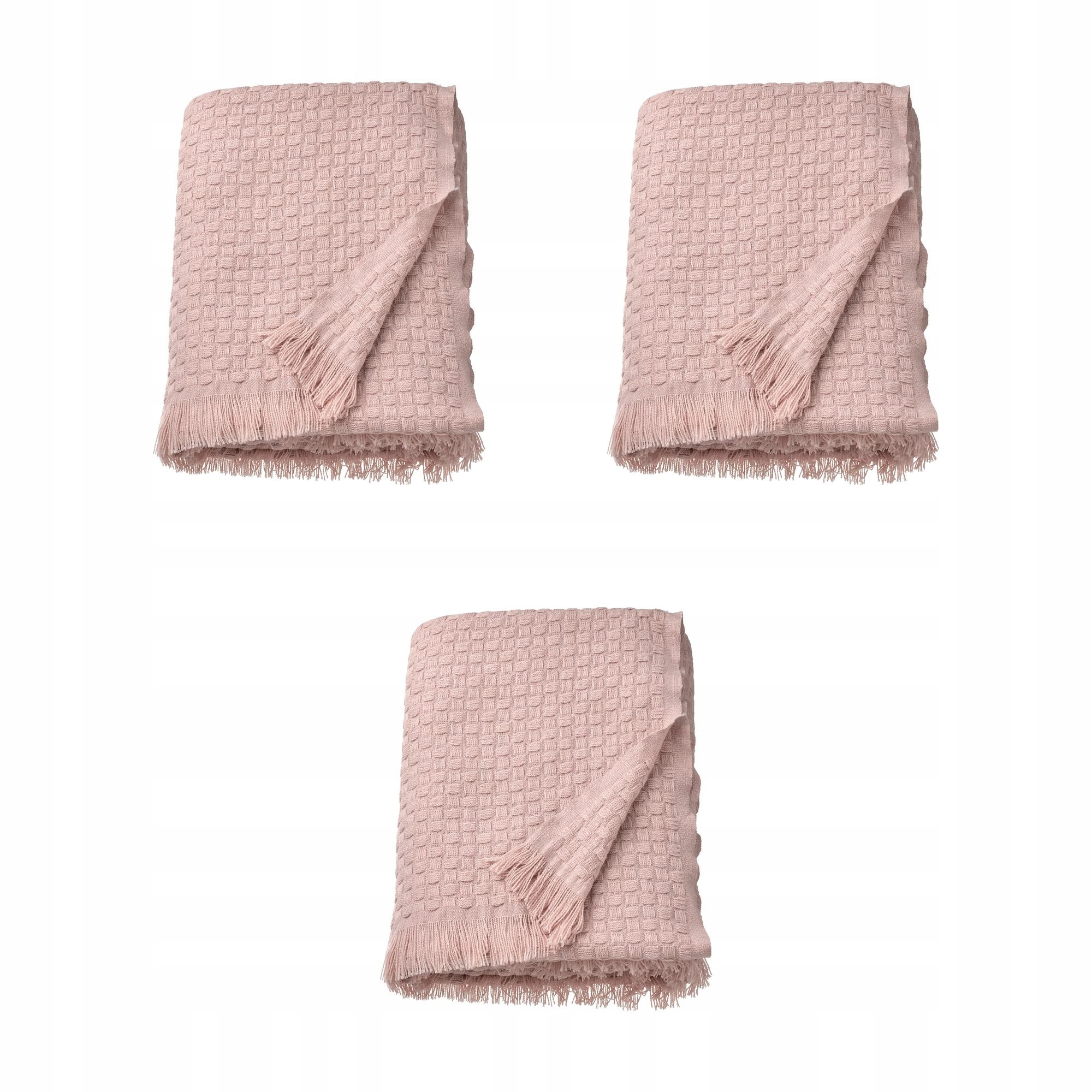 3 ks Světle růžový pléd 130 x 170 cm měkký s třásněmi Hornmal