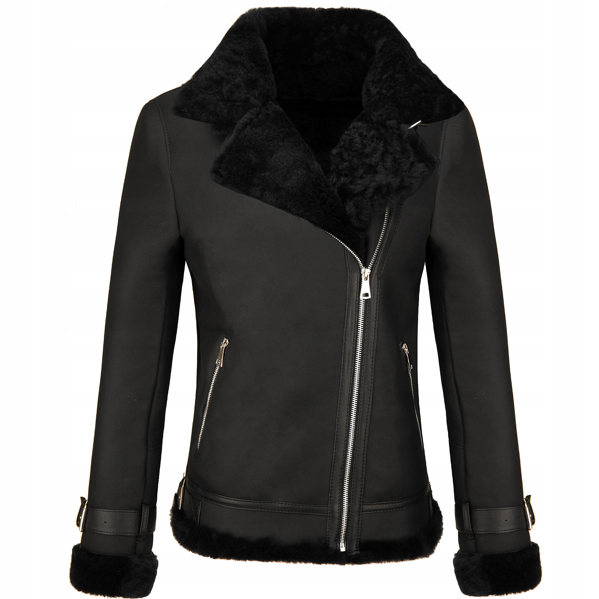 MATOWY SKÓRZANY KOŻUCH PILOTKA DAMSKA RAMONESKA Rękaw długi rękaw