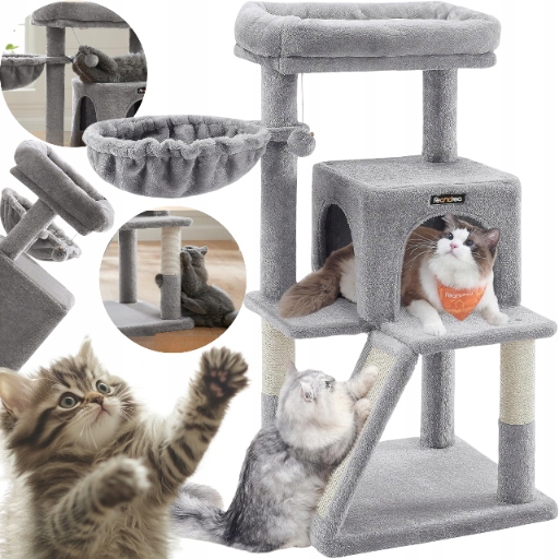Drapak Legowisko Domek dla Kota Duży Zabawka Słupek Wieża Drzewo 4 Poziomy