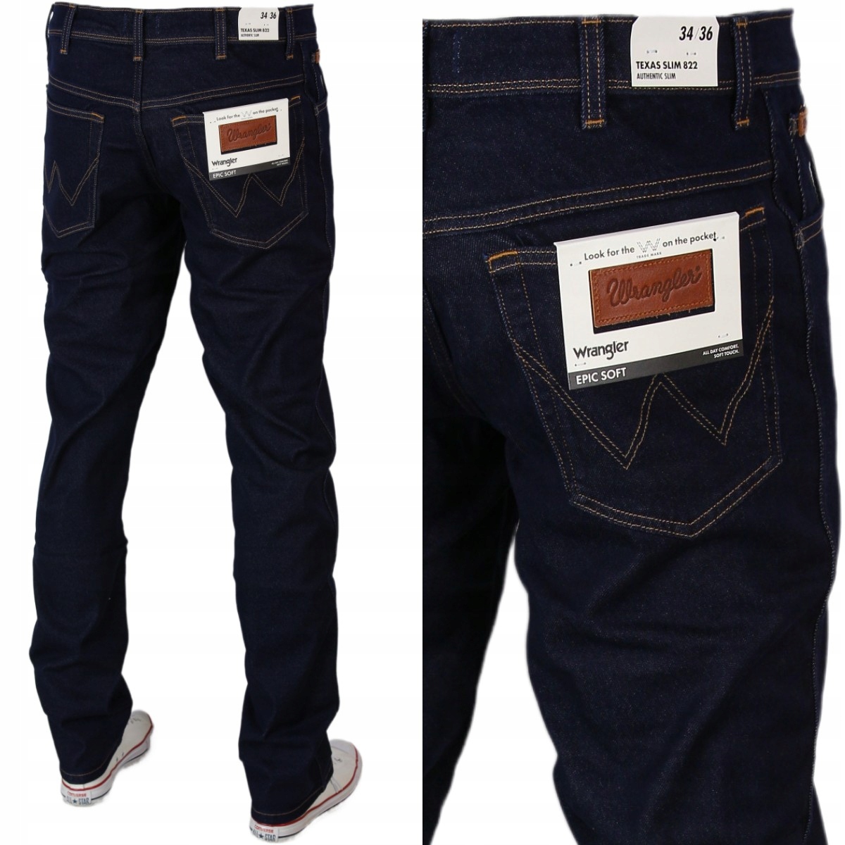 Wrangler Texas Slim Jeans Proste "moonlight Rinse" W38 L36