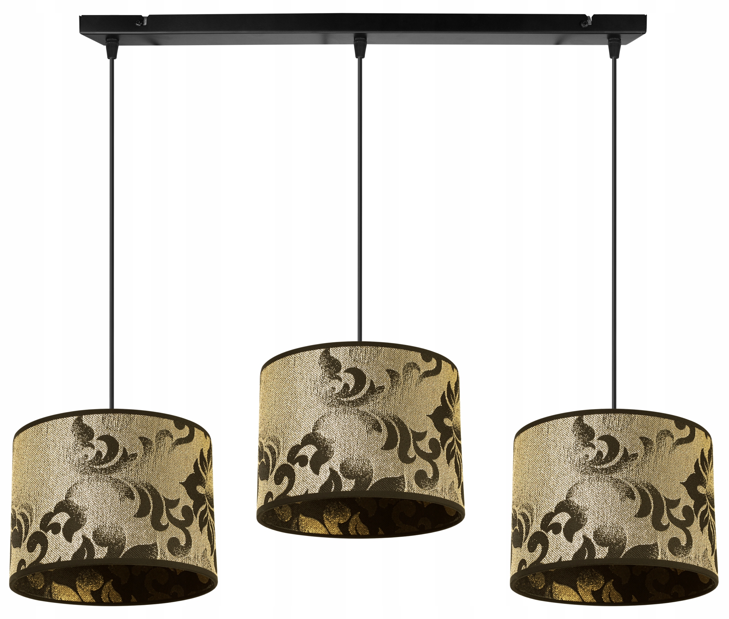 Stropná Závesná Lampa Luster Trojitá Lišta Tienidlo Zlato Moderné