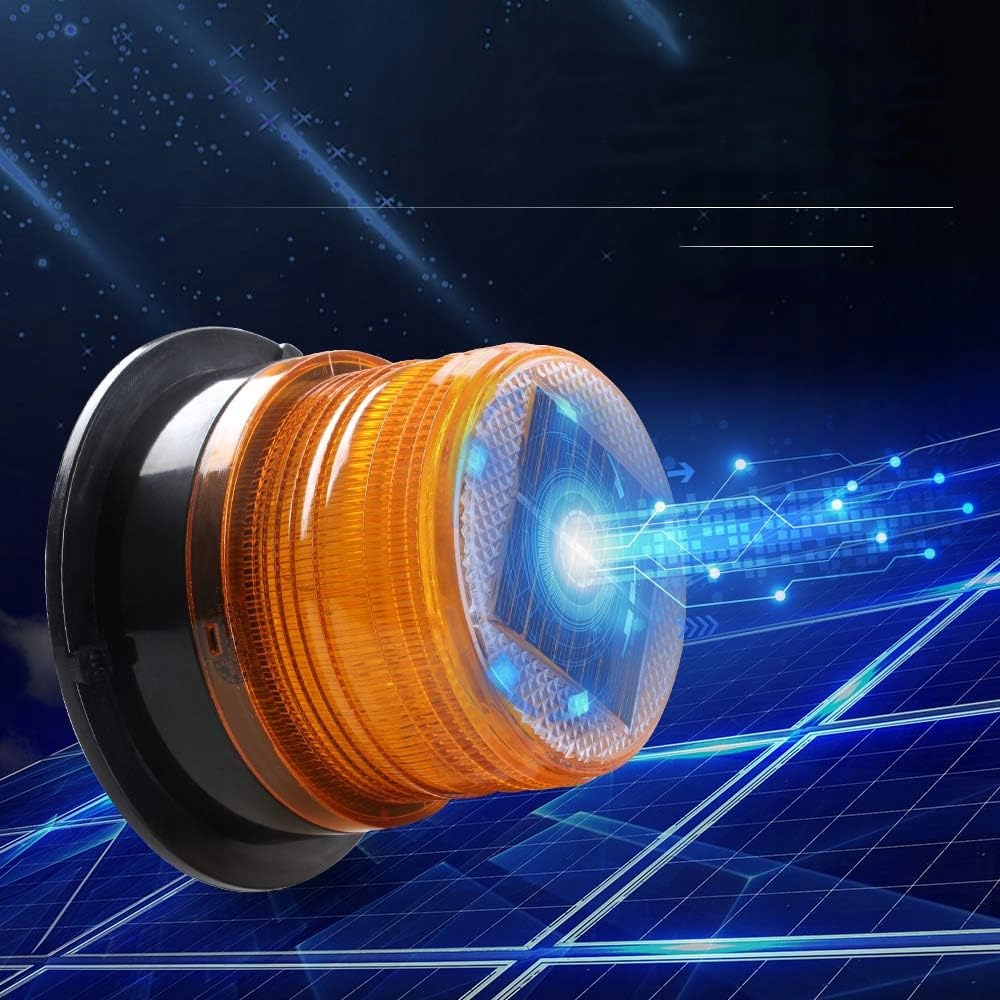 OBROTOWA LAMPA OSTRZEGAWCZA KOGUT LED BŁYSKU SŁONECZNEGO PODSTAWĄ MAGNETYCZ Kolor pomarańczowy