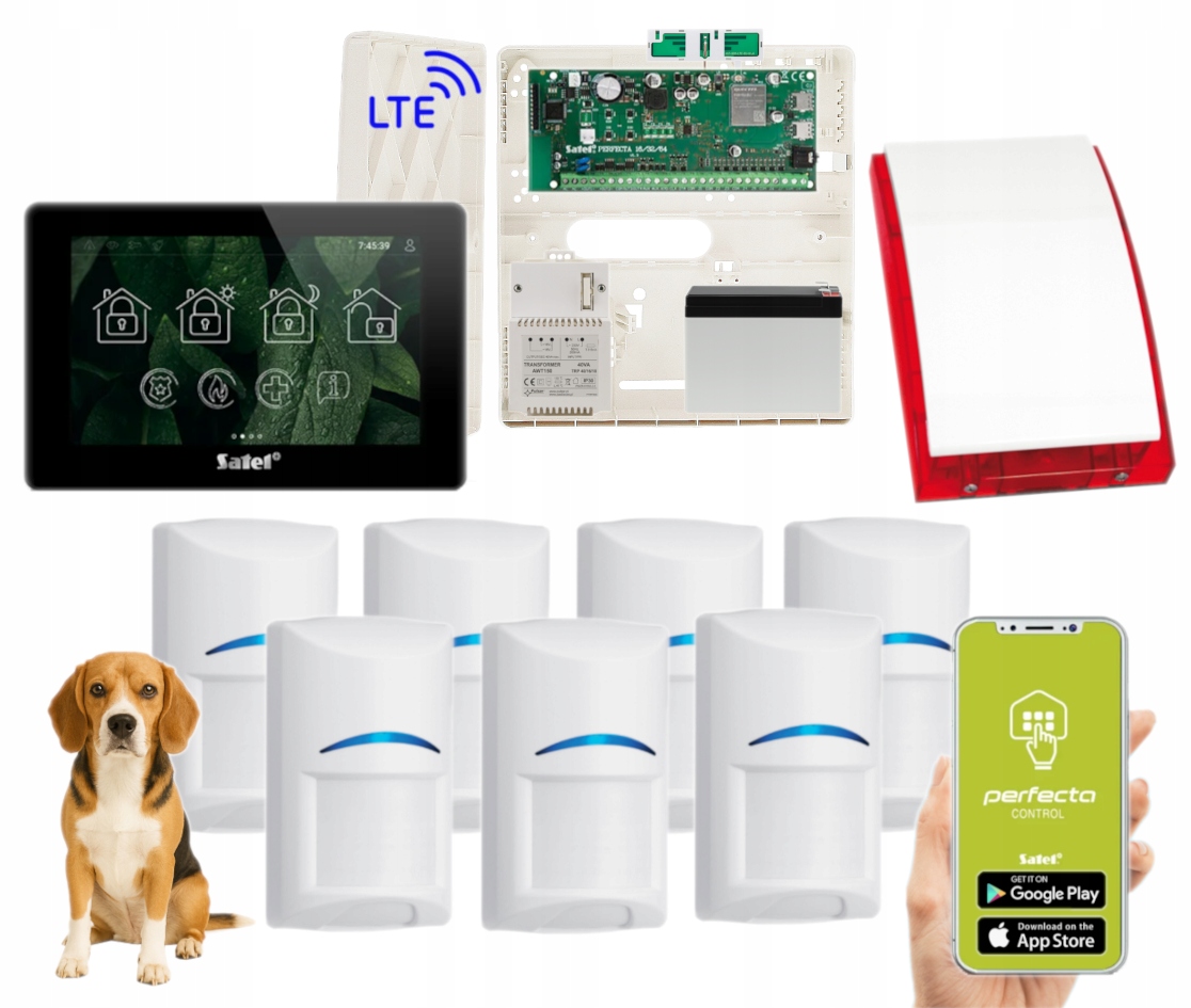 Satel System Alarmowy Perfecta 64 M Syrena 7 Czujek Pir Pet Dotyk Lte App