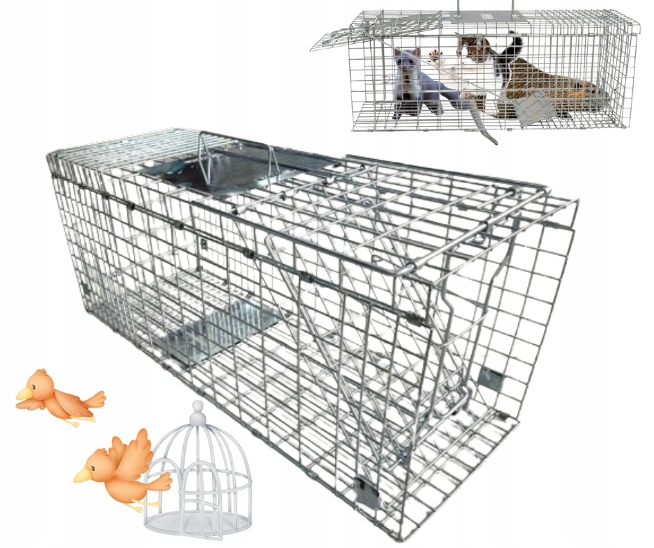 Żywołapka Humanitarna Klatka Metalowa Pułapka Na Kuny Łasice Kot 65x26x23cm