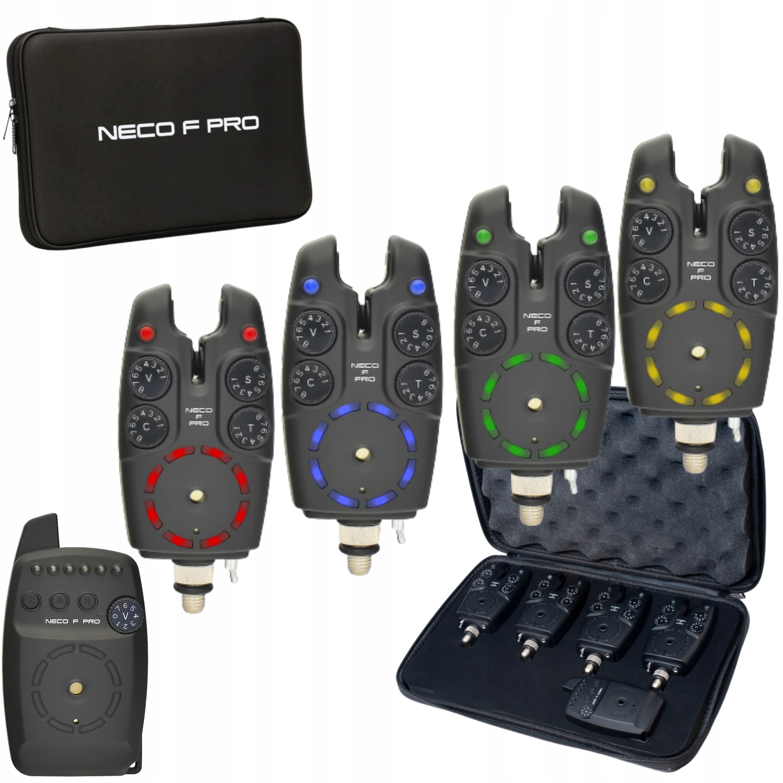 Zestaw Sygnalizatorów Brań 4+1 z Centralką Neco F104 Pro Multicolor