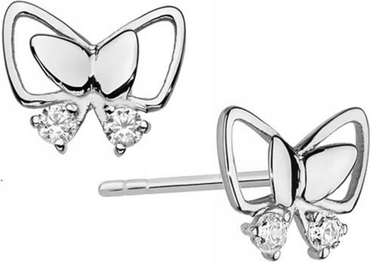 Náušnice motýlky z bílého zlata 585 diamanty ženské na elegantní 14k