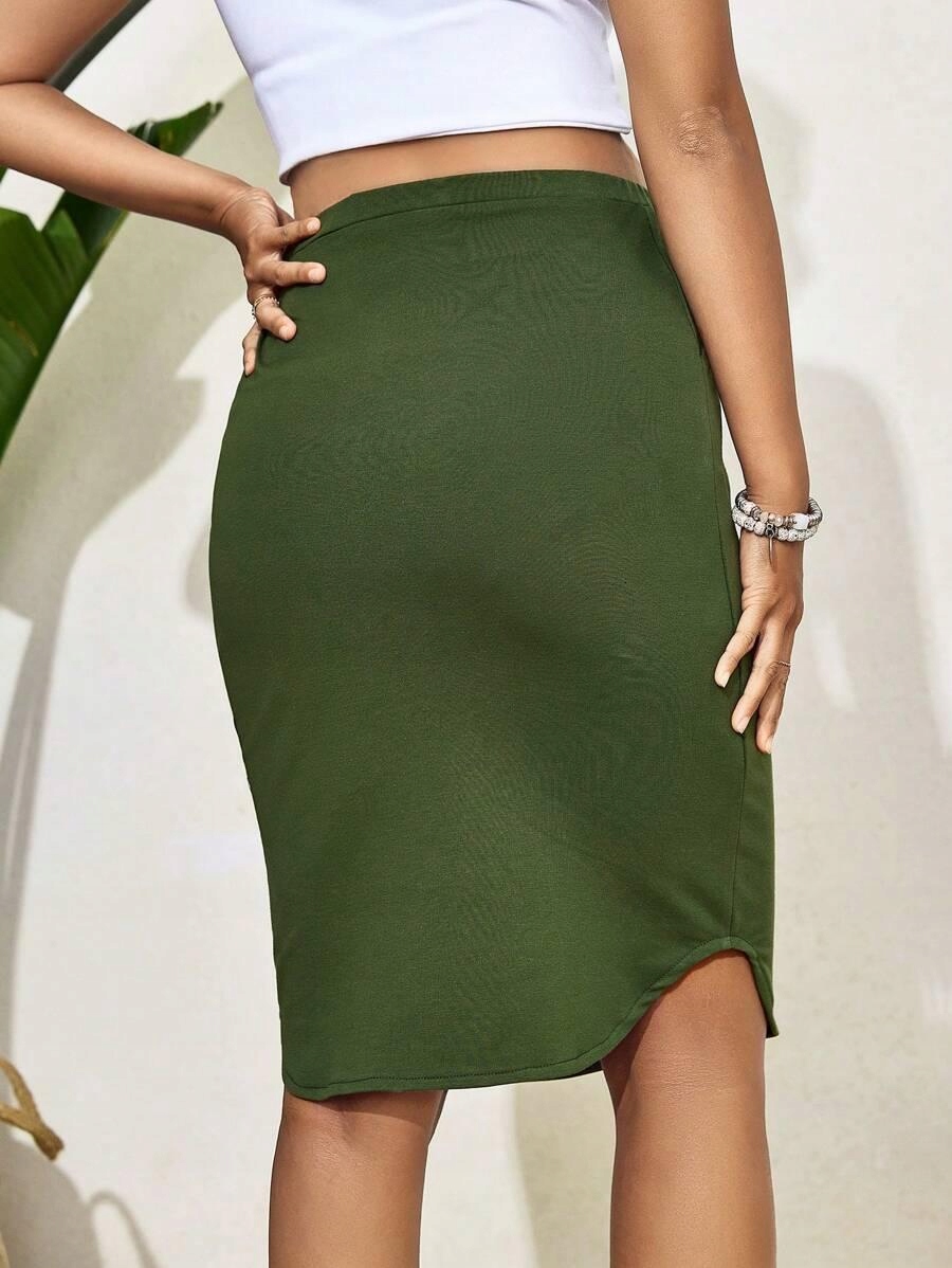 CIEMNOZIELONA SPÓDNICA CIĄŻOWA DOPASOWANA GŁADKA REGULOWANA SHEIN 38 Marka Shein