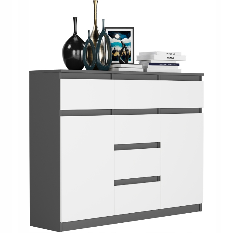 KOMODA 98CM SZAFKA 6 SZUFLAD S-62D ANTRACYT MIX