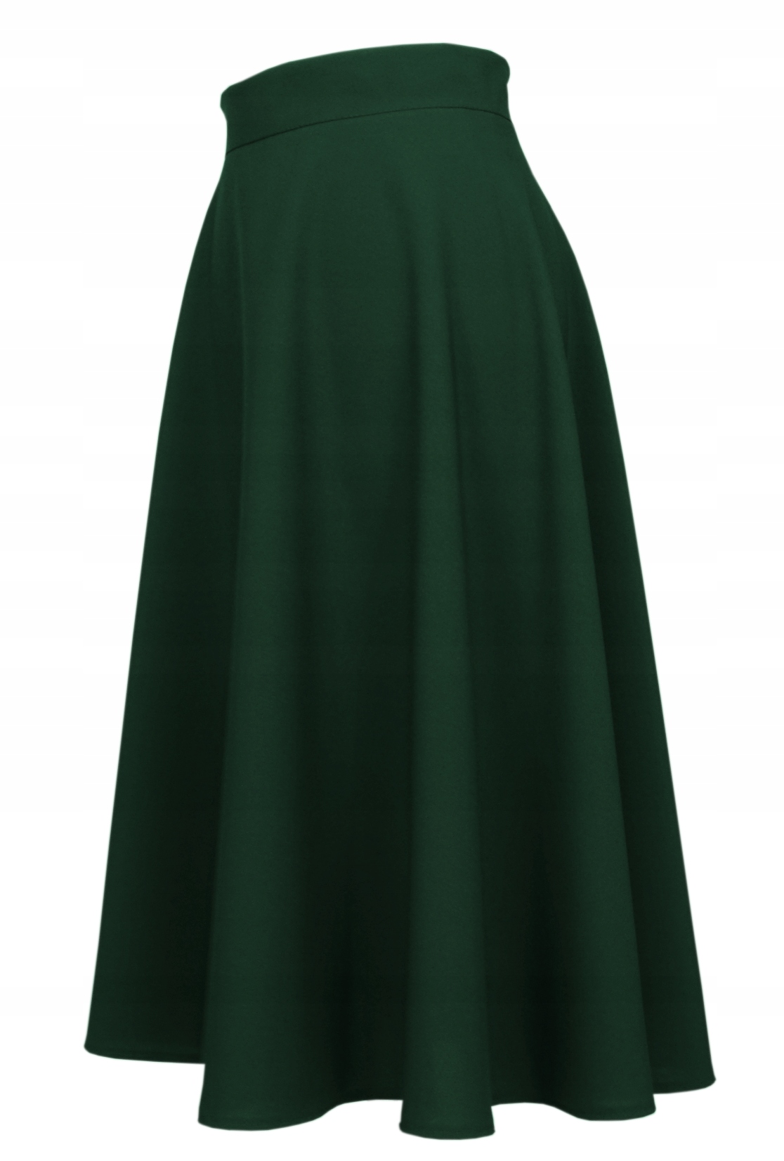 BUTELKOWA ZIELEŃ SPÓDNICA MIDI ROZKLOSZOWANA 38 M Wzór dominujący bez wzoru