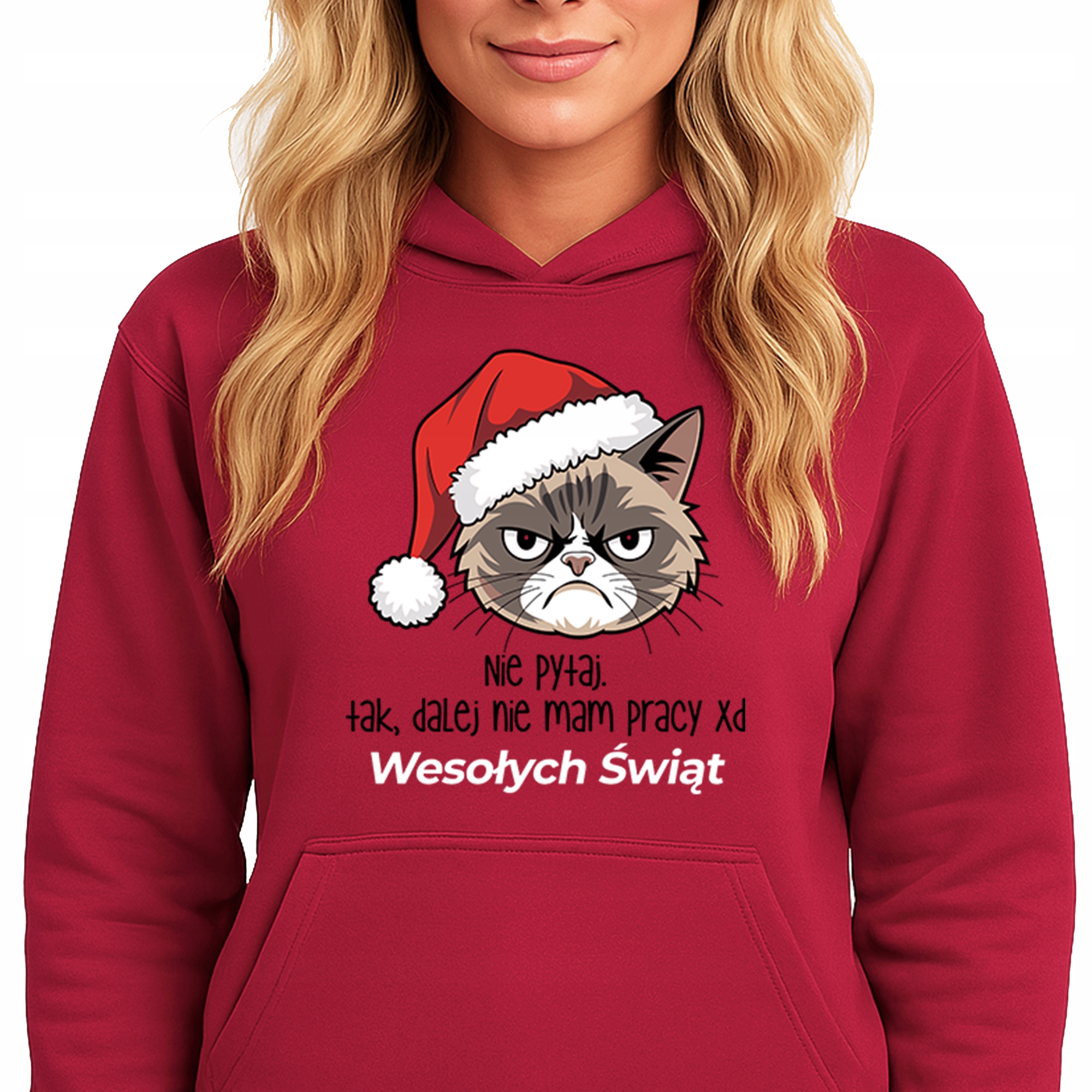 Mikina S Kapucí Červená Hoodie Vánoční Dárek Pořád nemám práci M