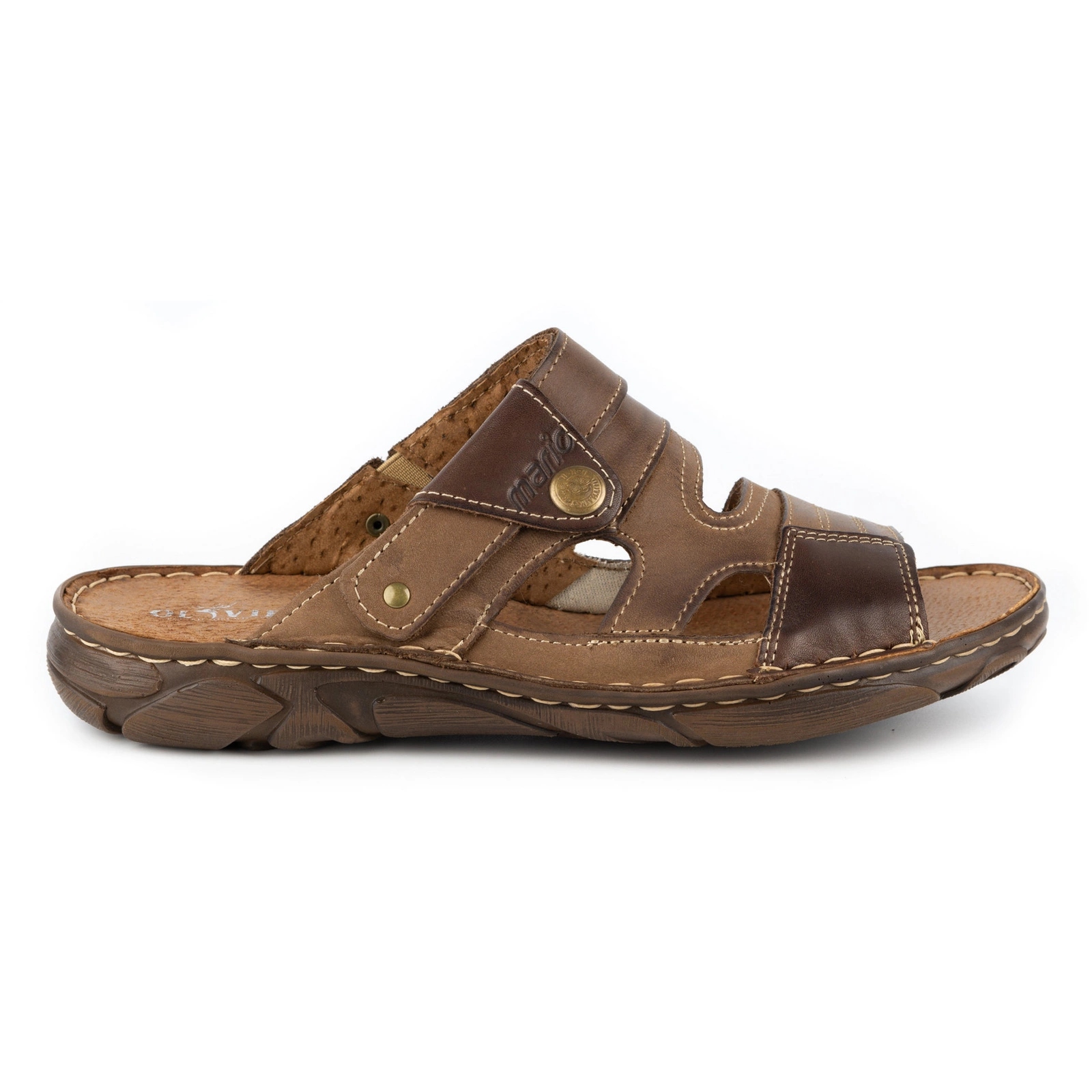 Pánské pantofle na léto polské 460MP hnědé 47